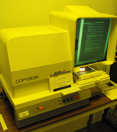 Microfiche reader for scientific articles